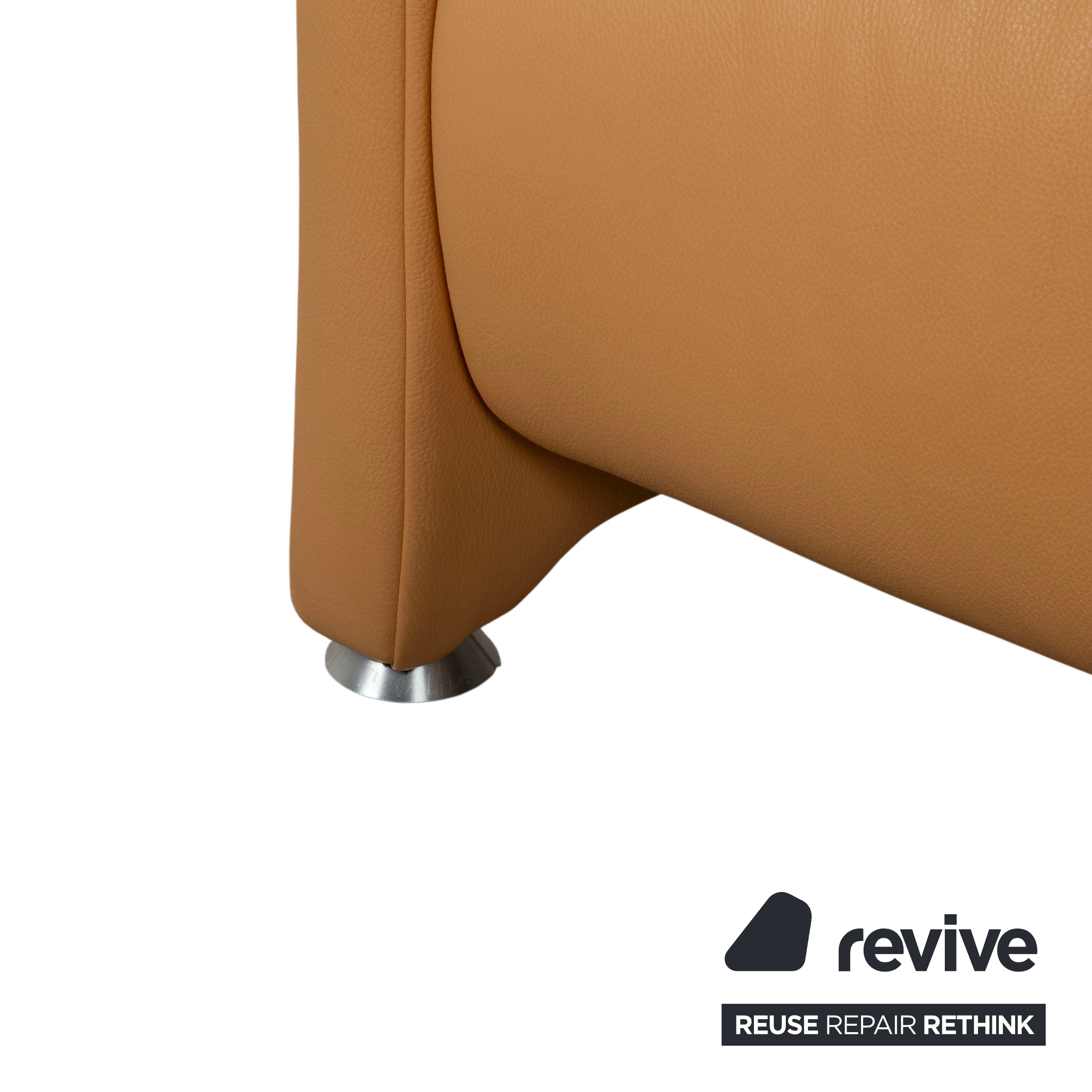 Himolla Three-Seater Leather Sofa Cognac Orange Couch