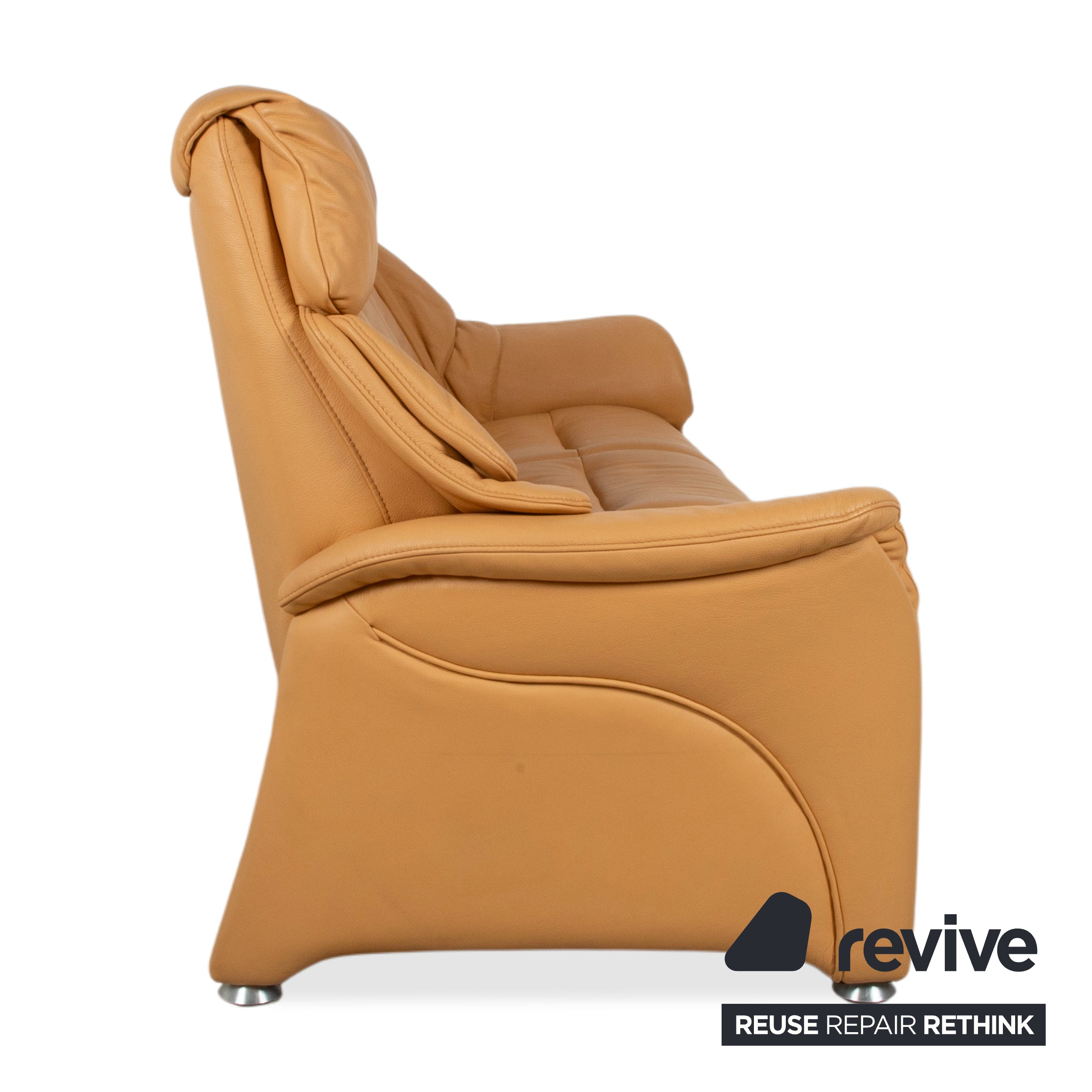 Himolla Three-Seater Leather Sofa Cognac Orange Couch