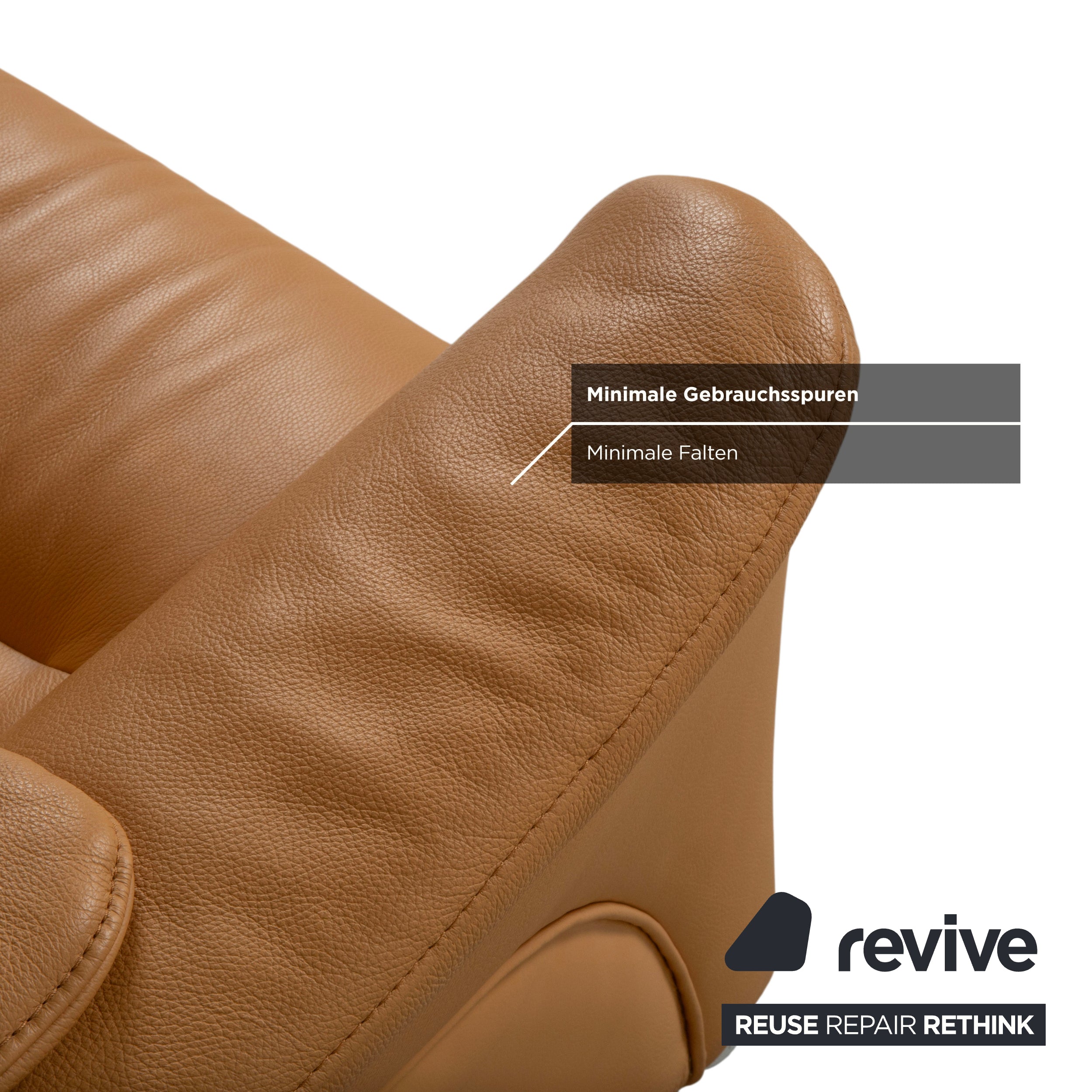 Himolla Three-Seater Leather Sofa Cognac Orange Couch