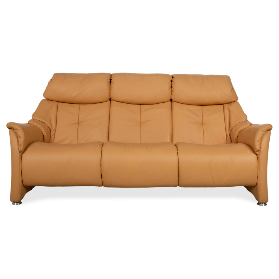 Himolla canapé trois places en cuir cognac orange