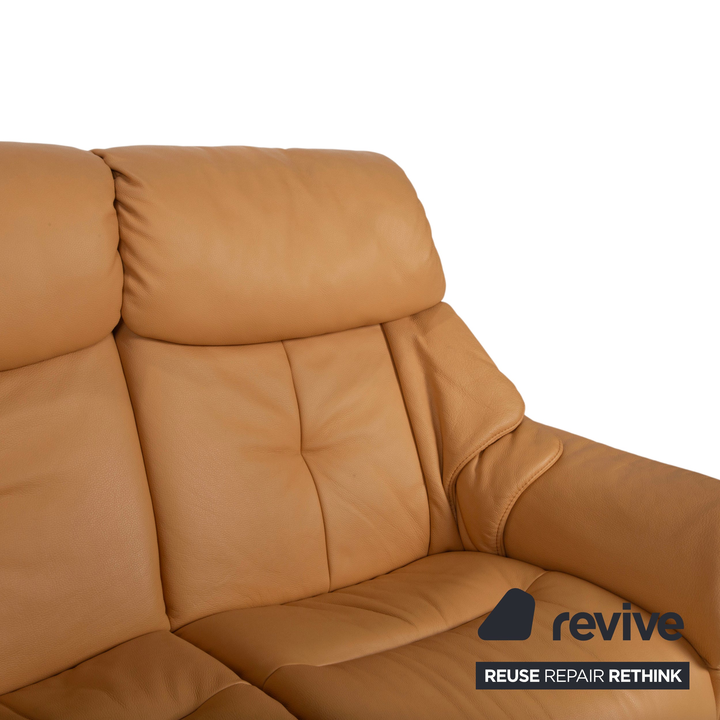 Himolla Three-Seater Leather Sofa Cognac Orange Couch