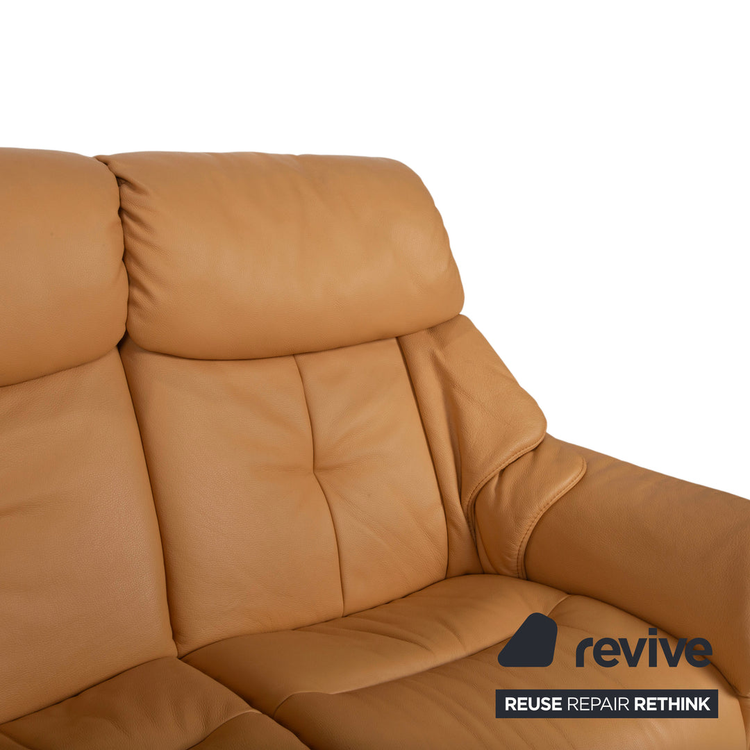 Himolla Three-Seater Leather Sofa Cognac Orange Couch