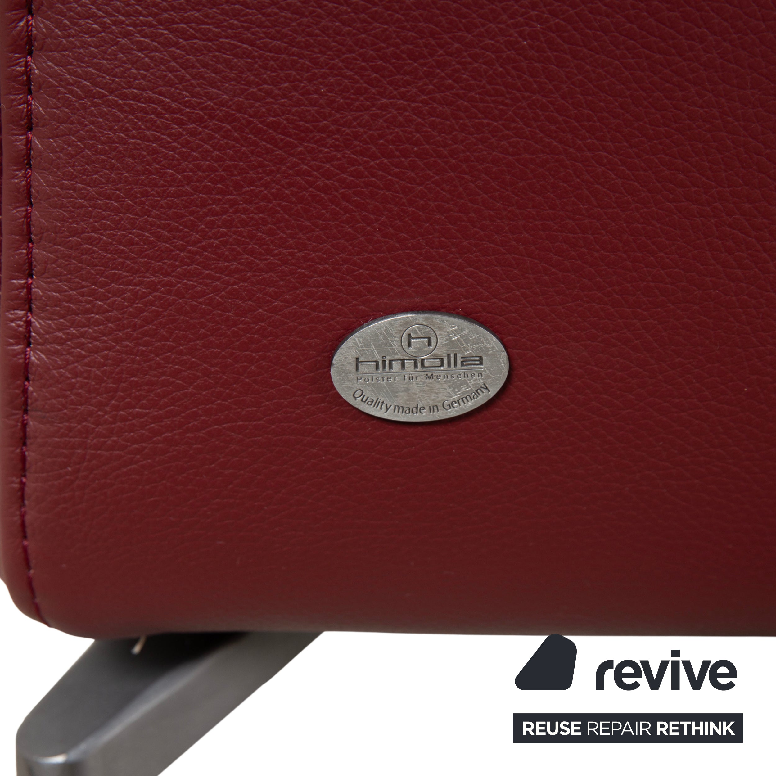 Himolla Dreisitzer Leder Sofa Rot Weinrot manuelle Funktion Couch