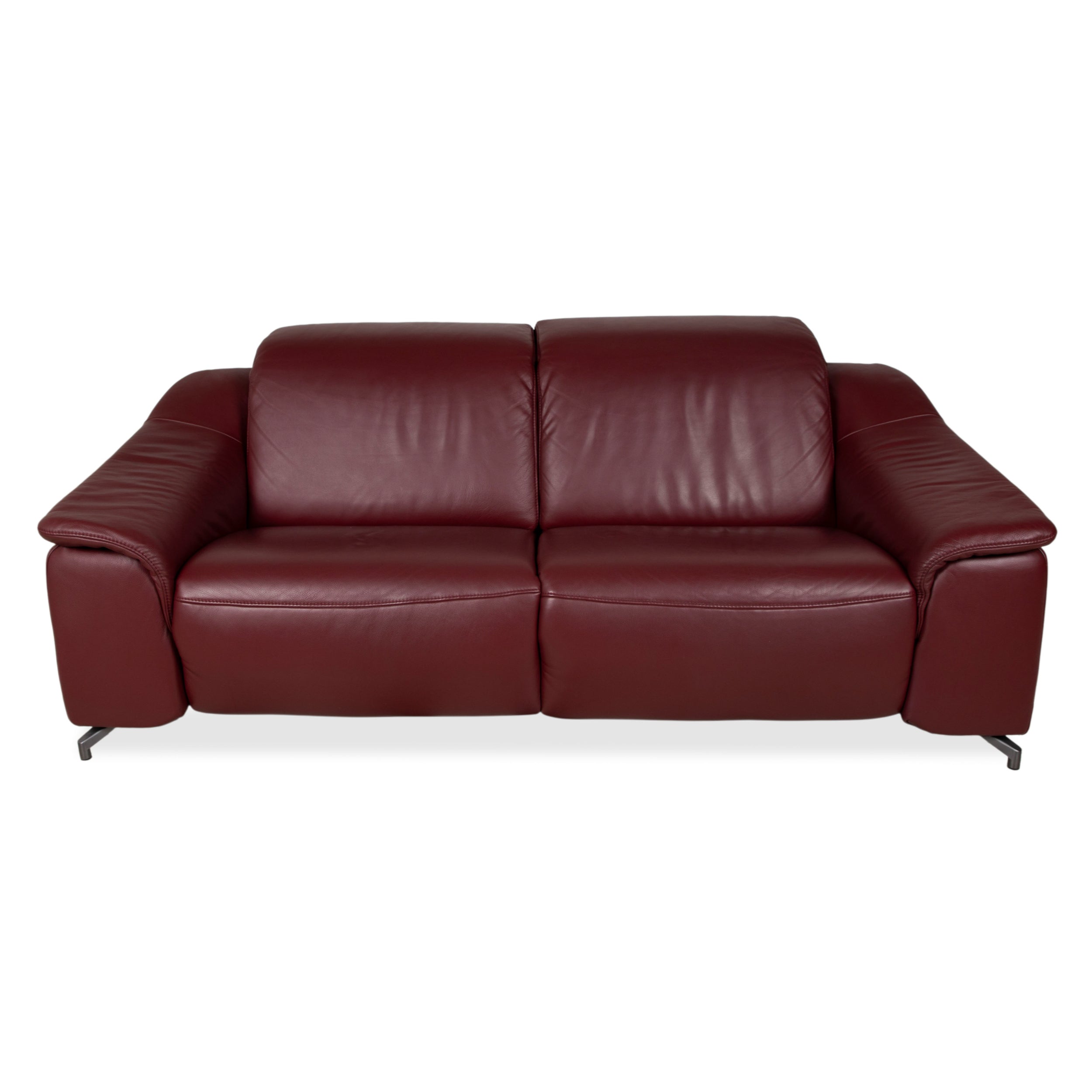 Himolla three-seater leather sofa, red burgundy, manual function couch