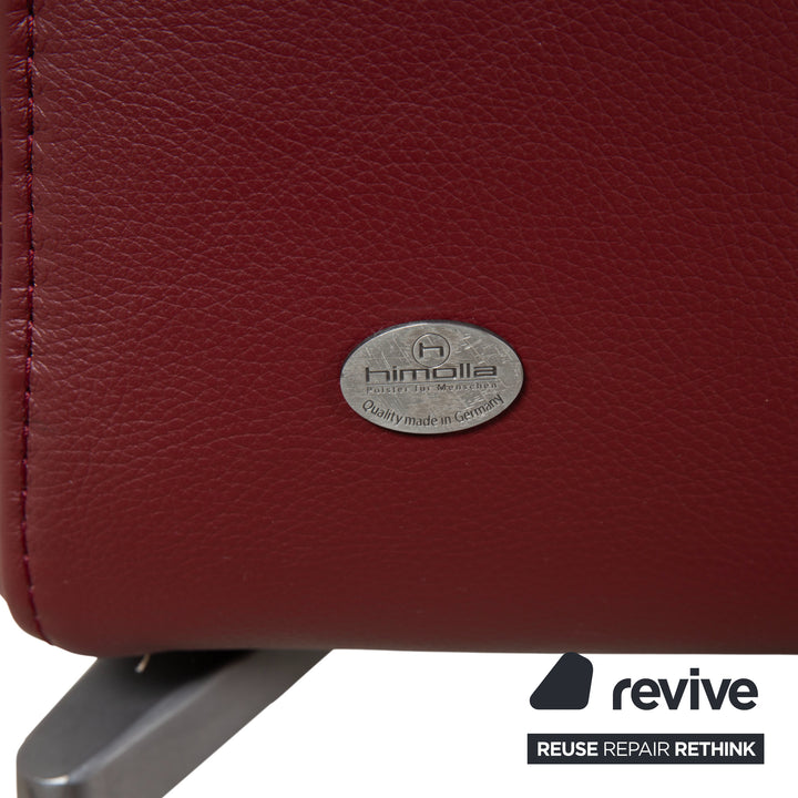 Himolla Three-Seater Leather Sofa Red Burgundy Couch