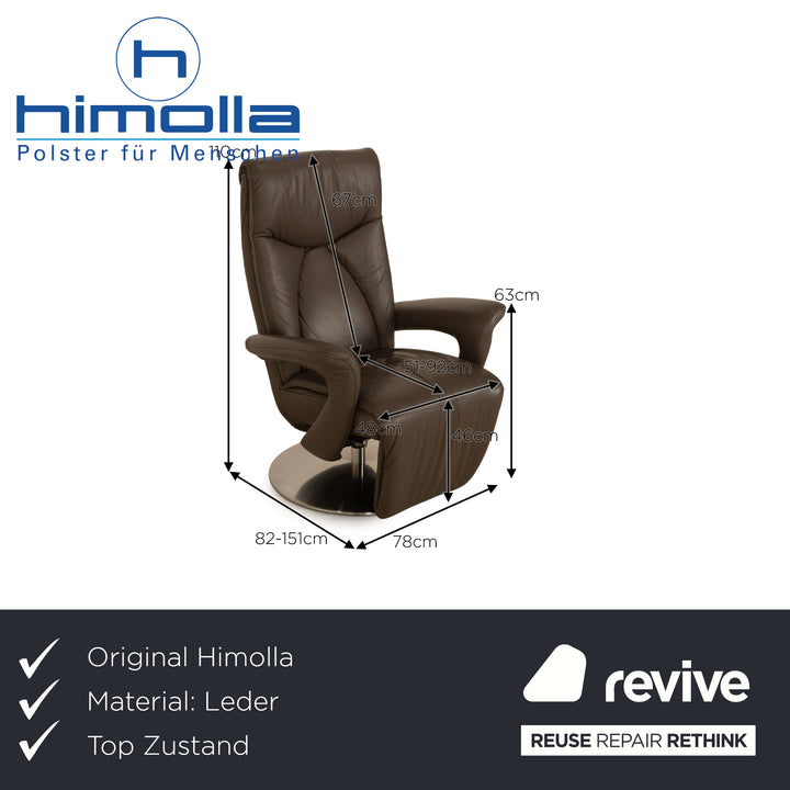 Himolla Easy-Swing Leather Armchair Brown manual function relaxation function