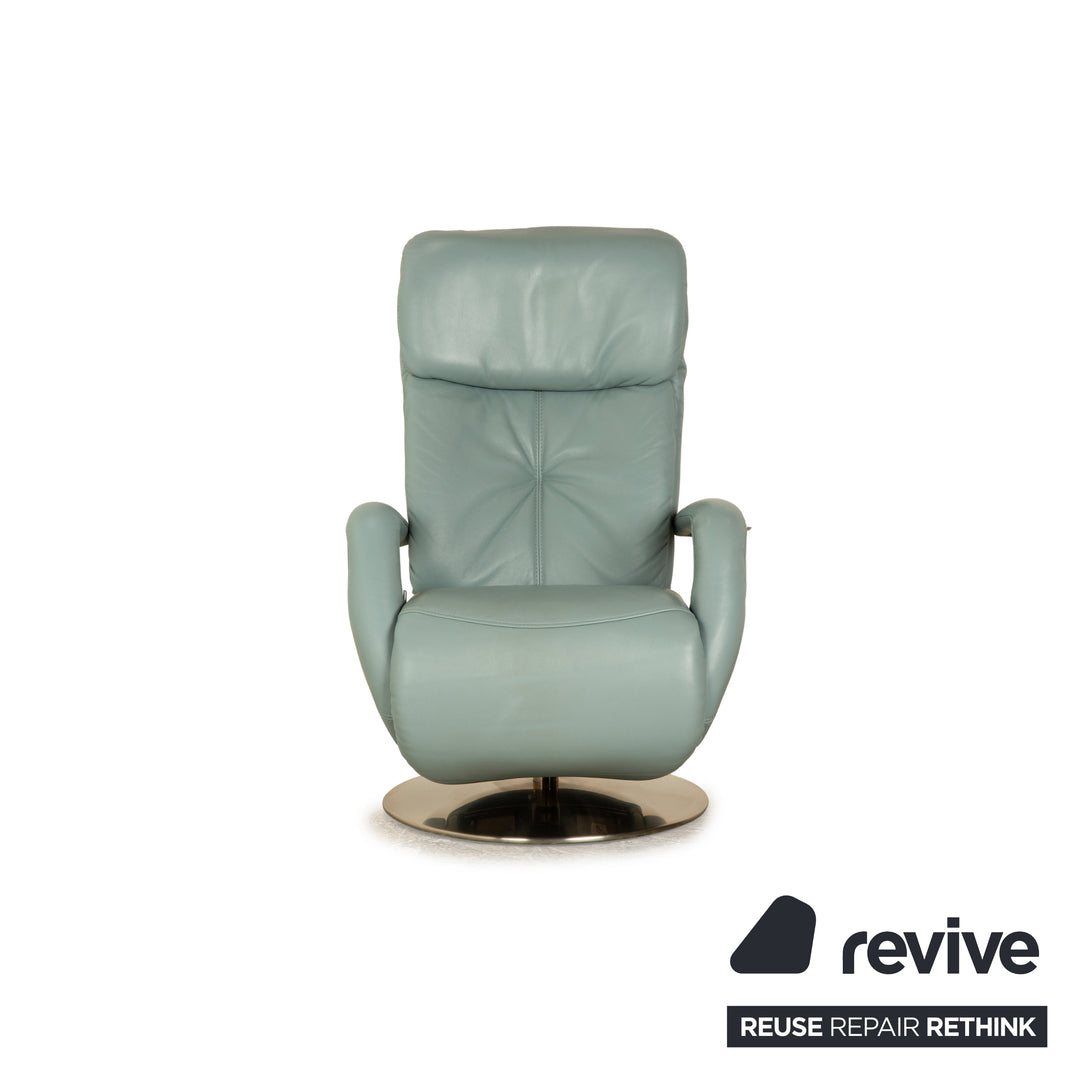 Himolla Easyswing leather armchair blue grey turquoise manual function