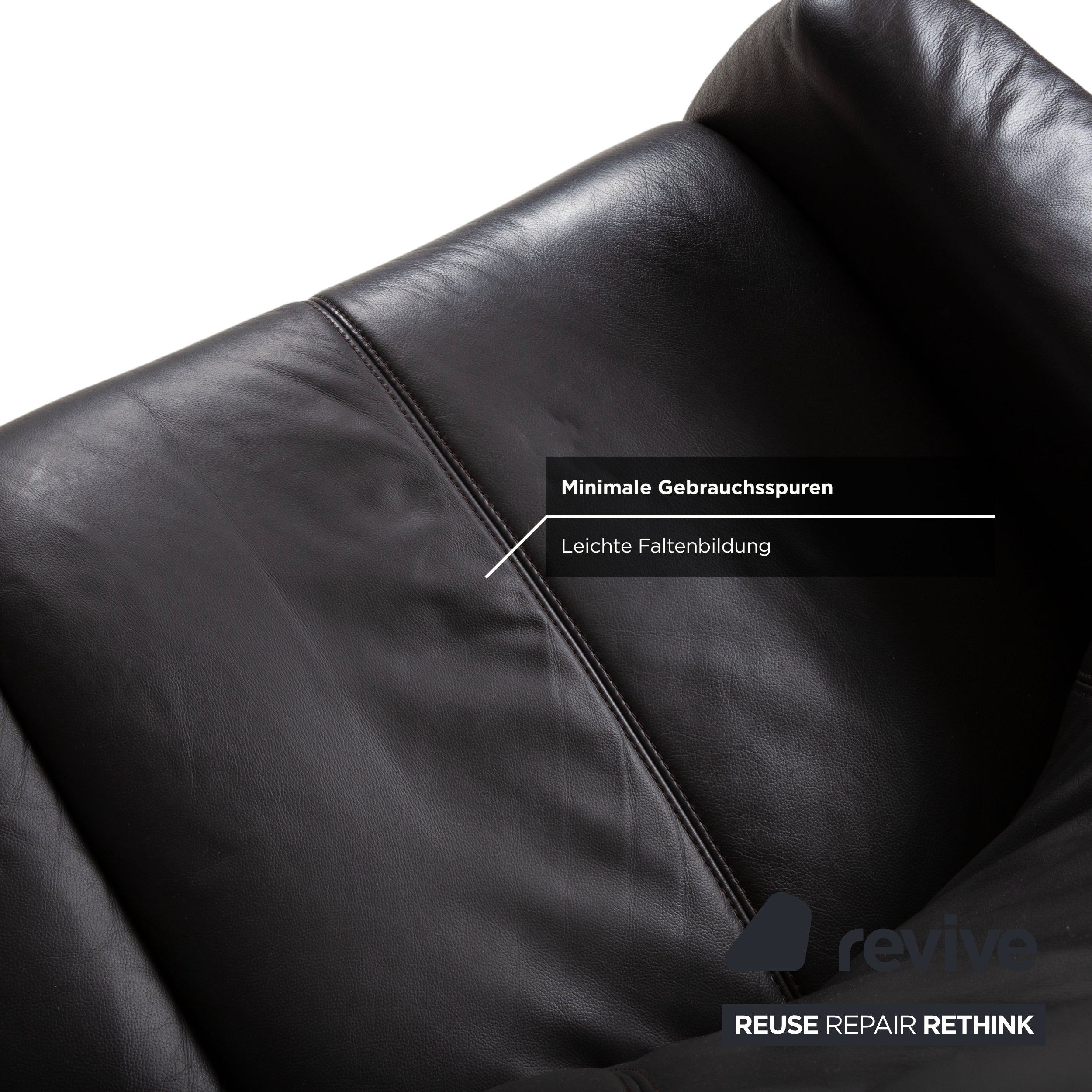 Himolla Suite 4571 Cumuly Leather Three-Seater Armchair Anthracite Grey Sofa Couch Manual Recliner Function