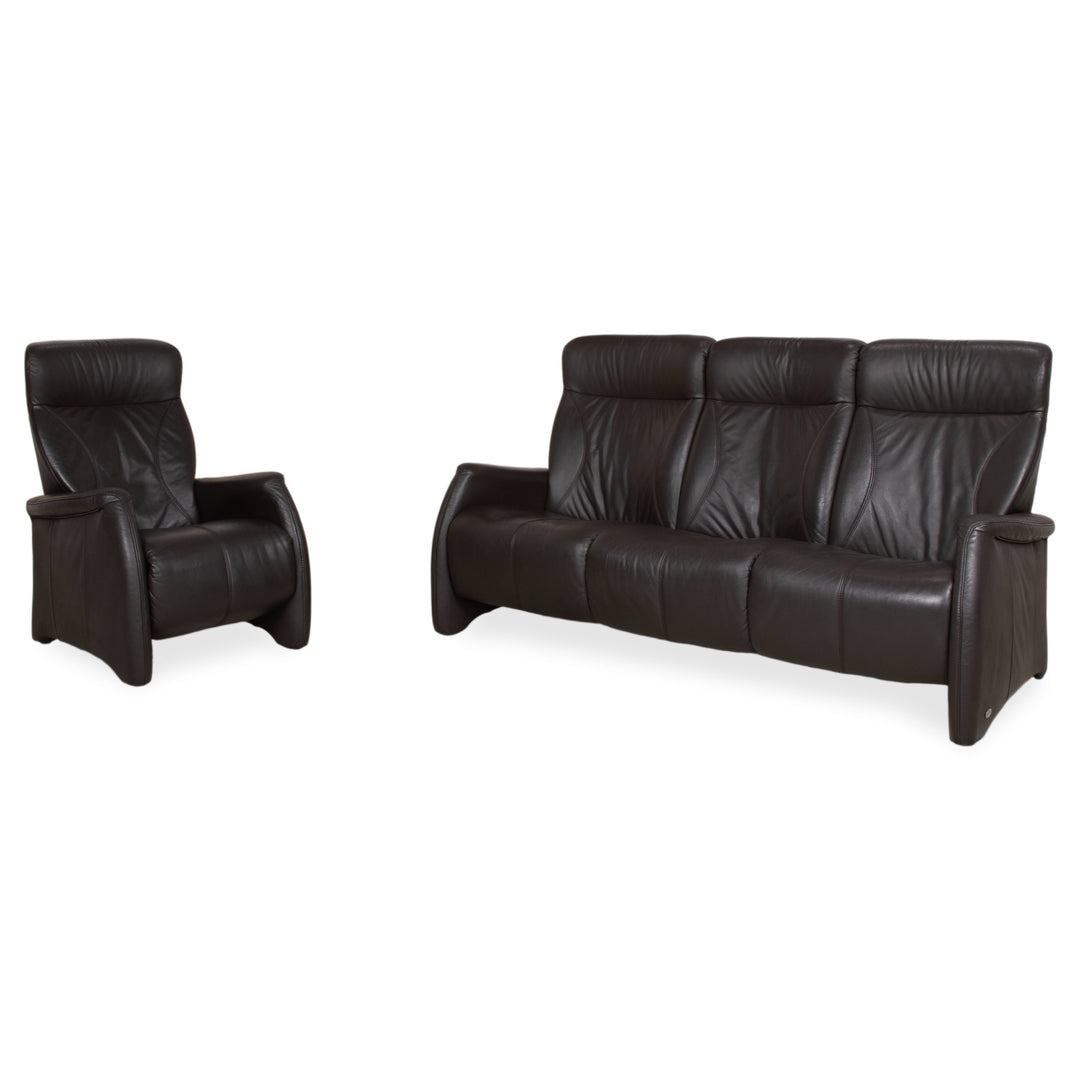 Himolla Garnitur 4571 Cumuly Leder Dreisitzer Sessel Anthrazit Grau Sofa Couch manuelle Funktion Relaxfunktion