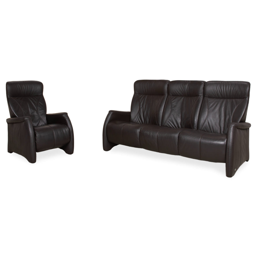 Ensemble Himolla 4571 Cumuly Cuir Trois Places Fauteuil Anthracite Gris Canapé Divan fonction manuelle fonction relaxation