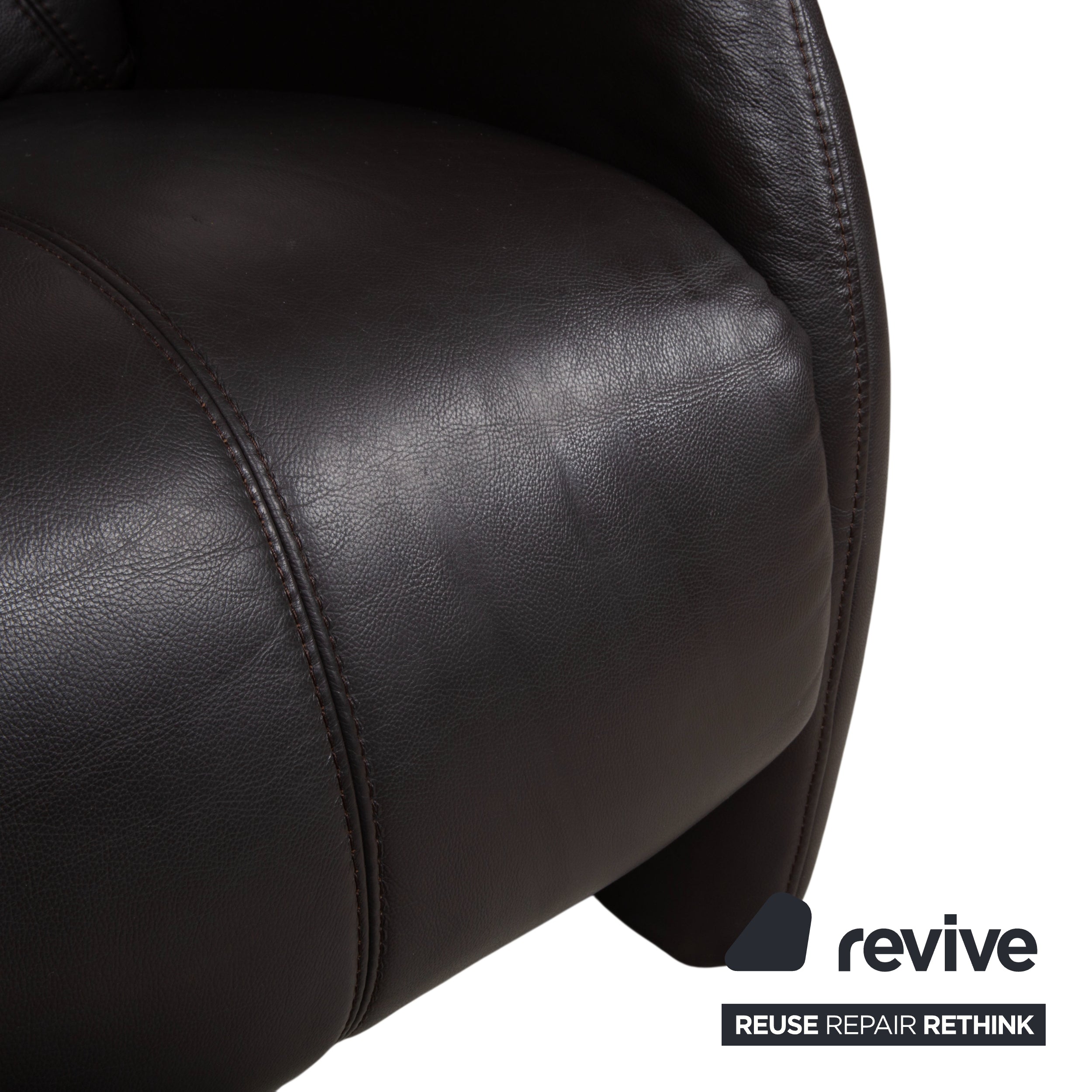 Himolla Suite 4571 Cumuly Leather Three-Seater Armchair Anthracite Grey Sofa Couch Manual Recliner Function