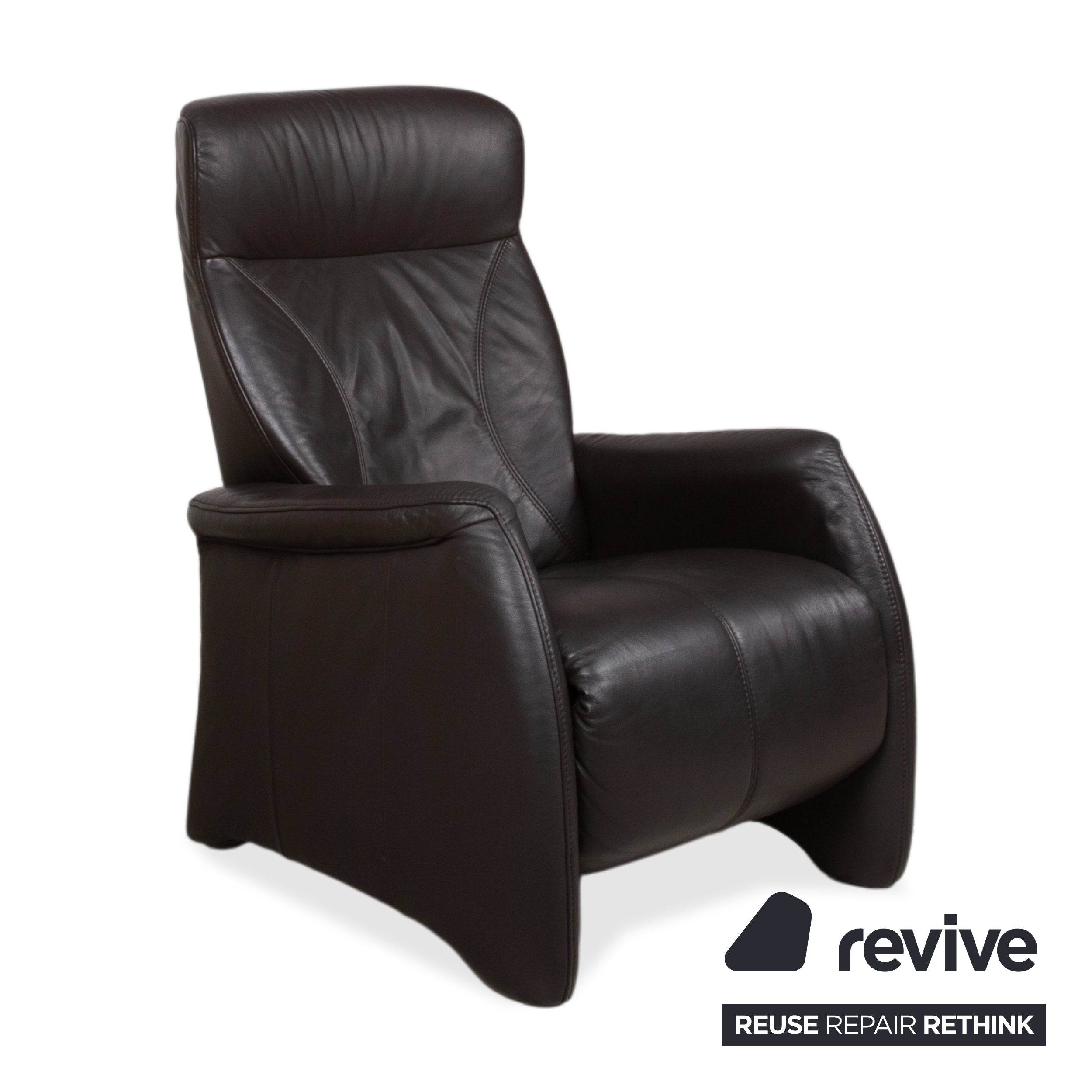 Himolla Suite 4571 Cumuly Leather Three-Seater Armchair Anthracite Grey Sofa Couch Manual Recliner Function