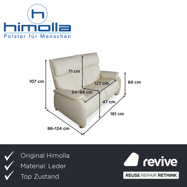Himolla Halifax Leather Three-Seater Cream Manual Function Sofa Couch