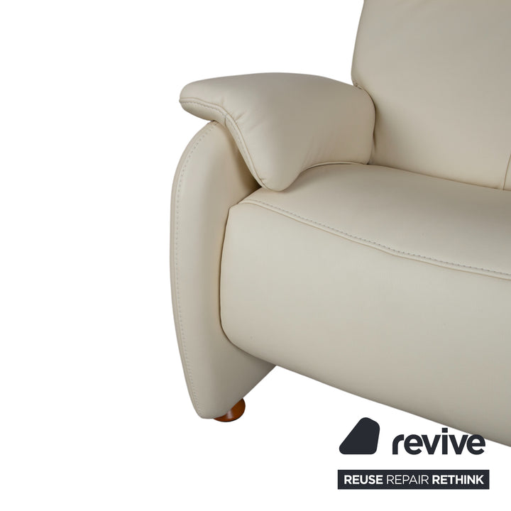 Himolla Halifax Leather Three-Seater Cream Manual Function Sofa Couch