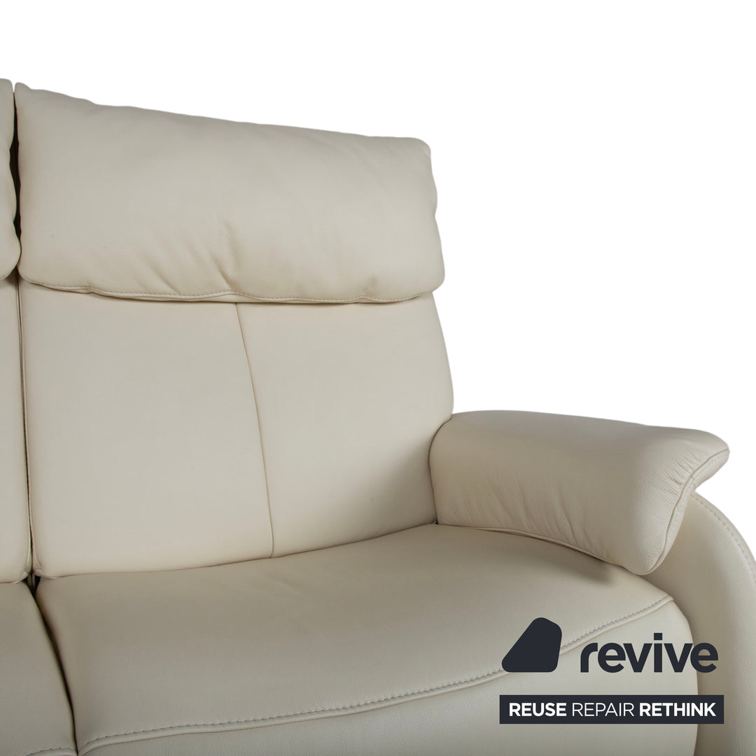 Himolla Halifax Leather Three-Seater Cream Manual Function Sofa Couch