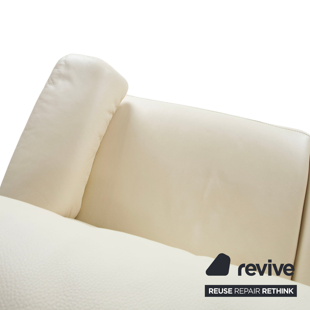 Himolla Halifax Leather Three-Seater Cream Manual Function Sofa Couch