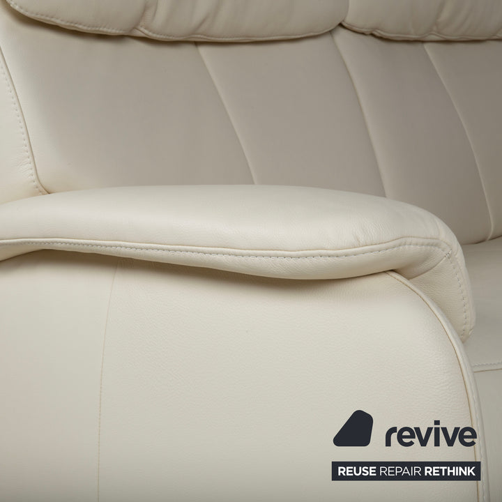 Himolla Halifax Leather Three-Seater Cream Manual Function Sofa Couch