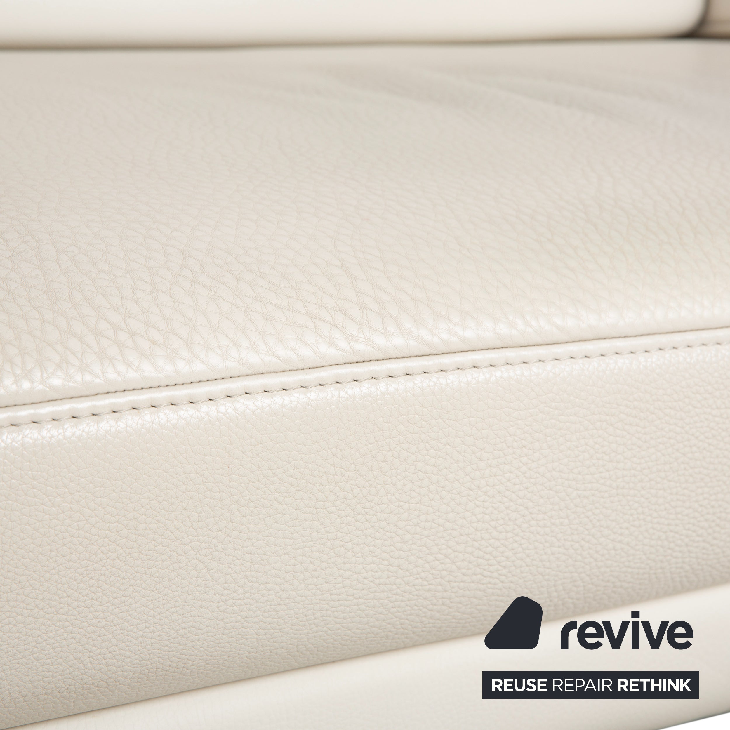 Himolla Leder 2x Dreisitzer Creme Weiß Holz Sofa Couch