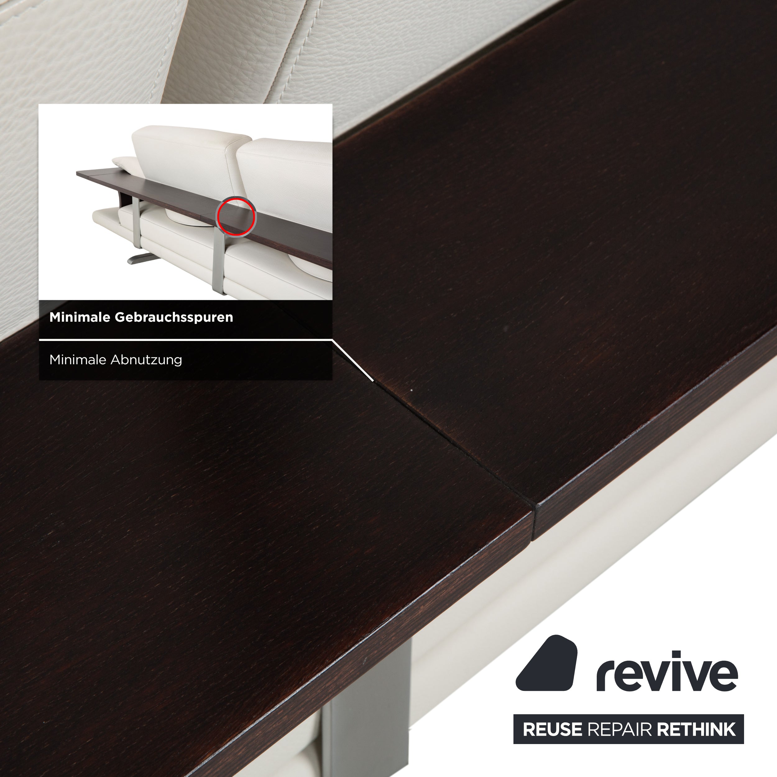 Himolla Leder 2x Dreisitzer Creme Weiß Holz Sofa Couch