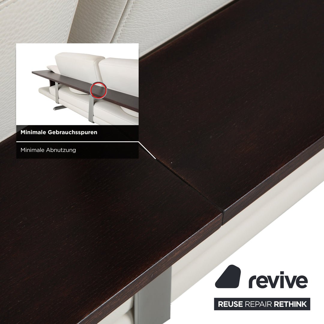 Canapé 3 places Himolla en cuir crème et bois blanc, 2 places