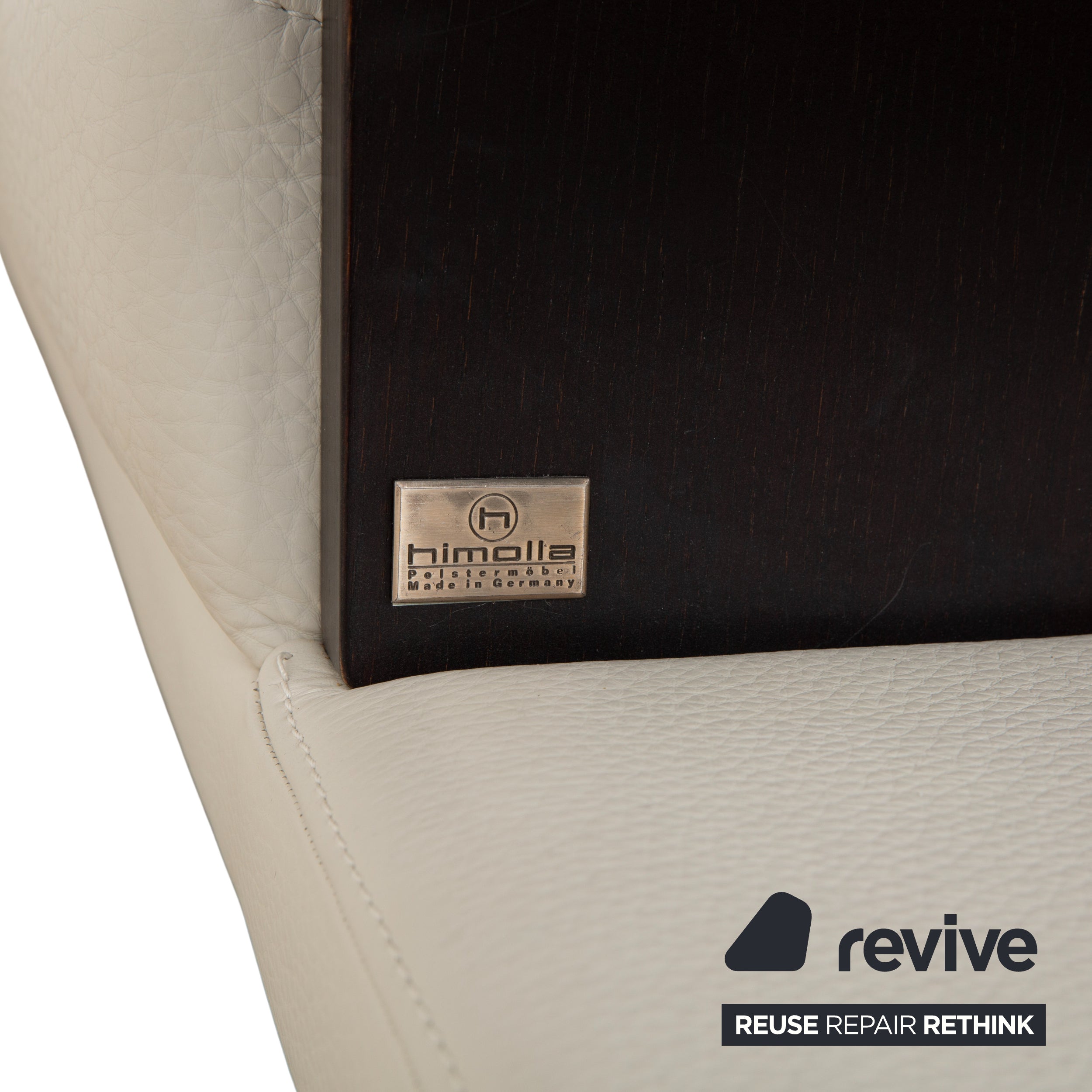 Himolla Leder 2x Dreisitzer Creme Weiß Holz Sofa Couch