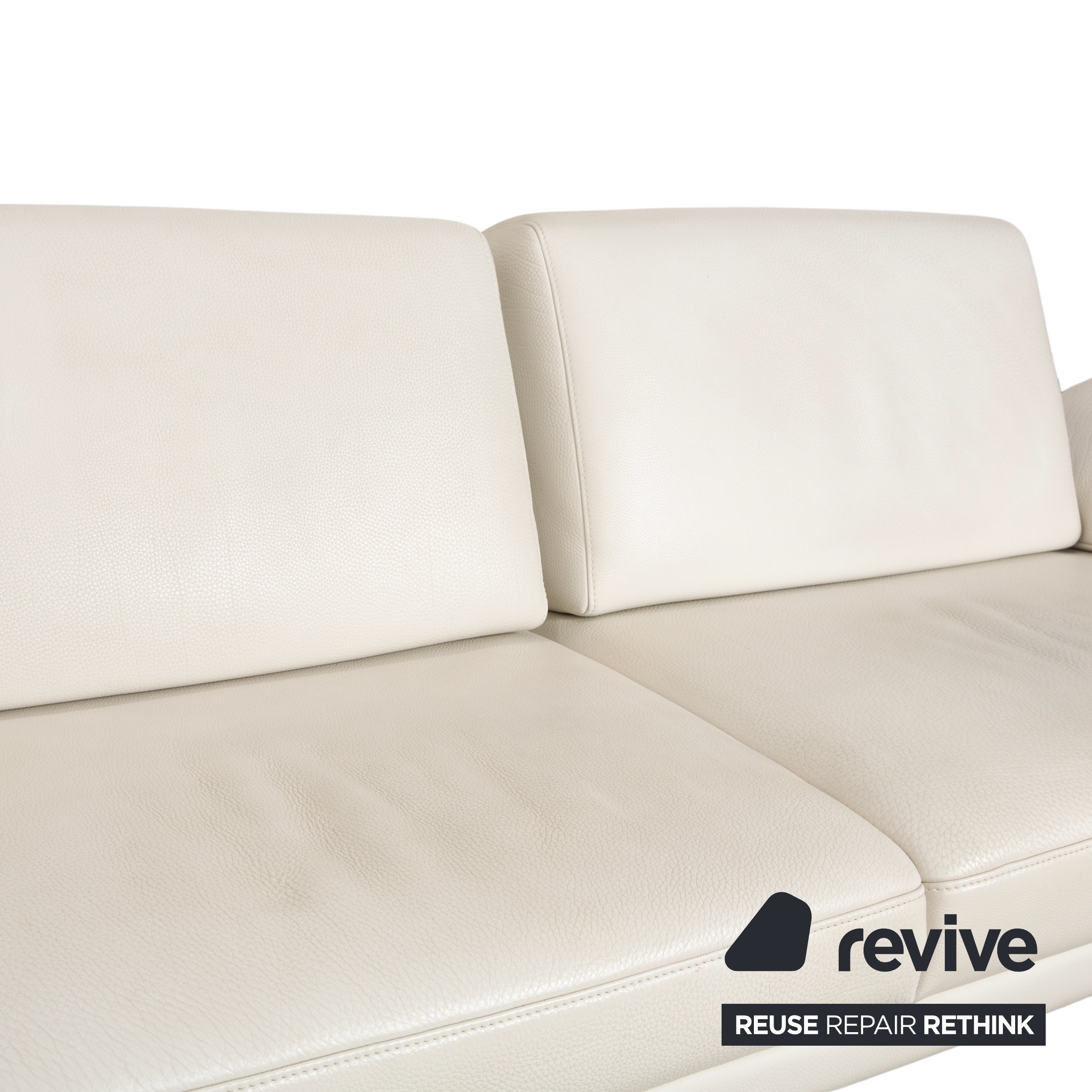 Himolla Leder 2x Dreisitzer Creme Weiß Holz Sofa Couch