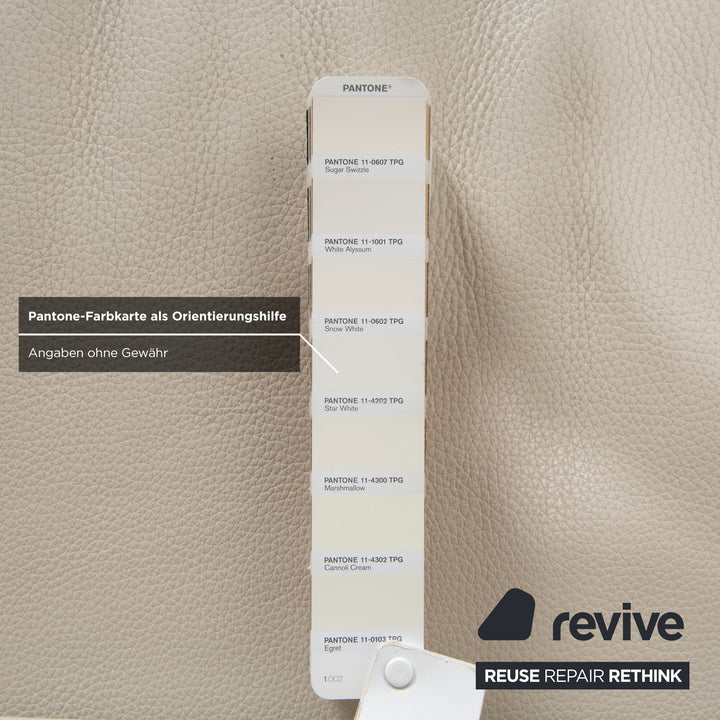 Canapé 3 places Himolla en cuir crème et bois blanc, 2 places