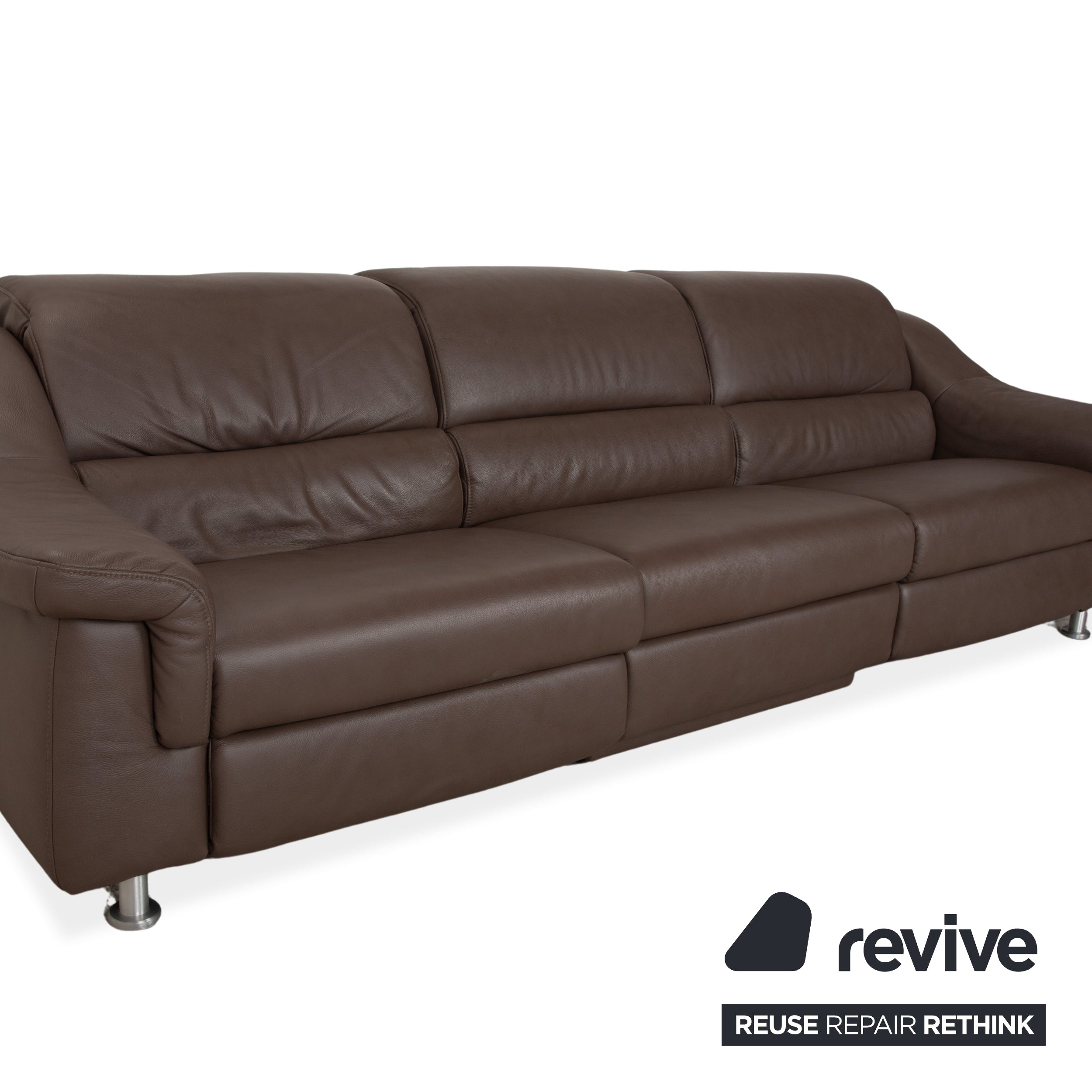 Himolla Leder Dreisitzer Braun Taupe elektrische Funktion Sofa Couch