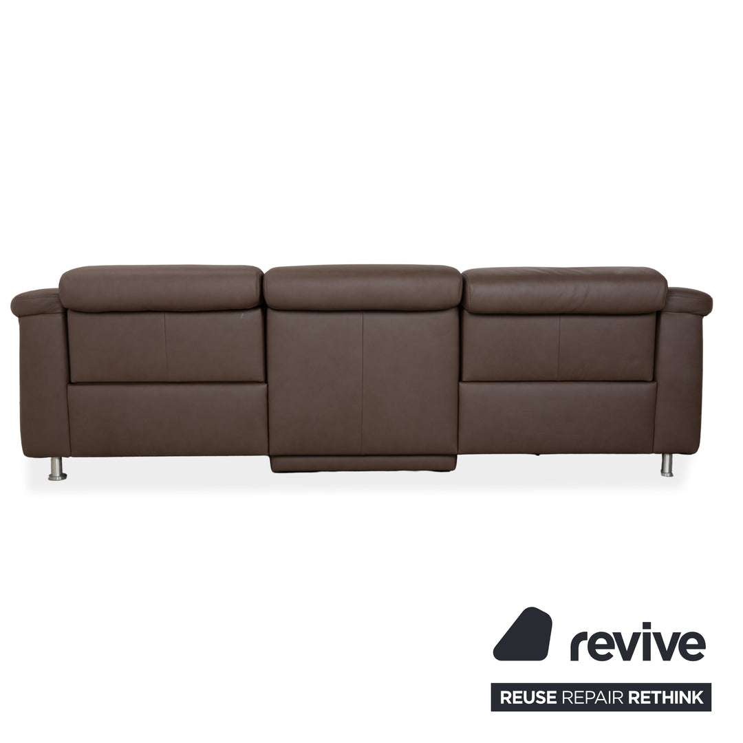 Himolla Leather Three-Seater Brown Taupe Electric Function Sofa Couch