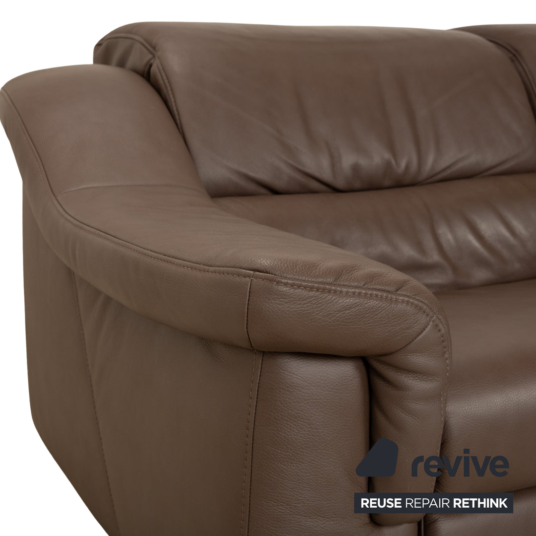 Himolla Leder Dreisitzer Braun Taupe elektrische Funktion Sofa Couch