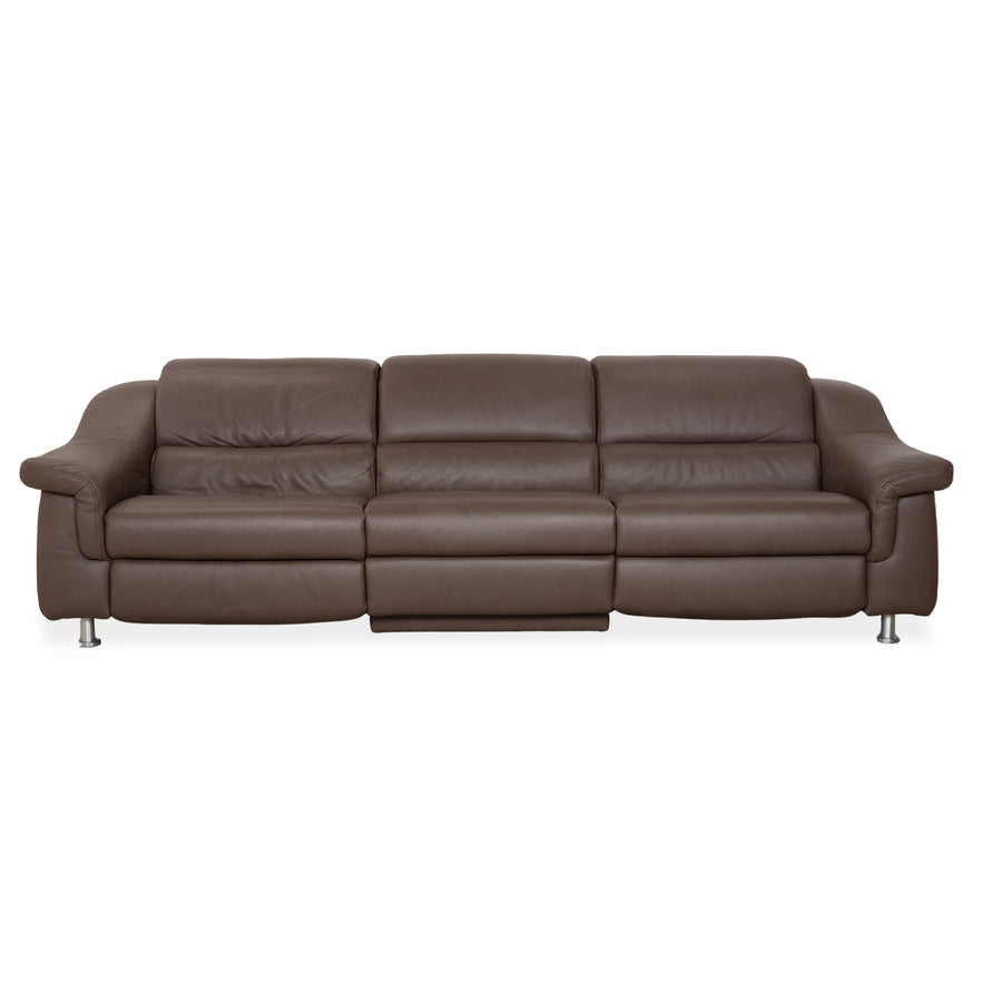 Himolla Leather Three-Seater Brown Taupe Electric Function Sofa Couch