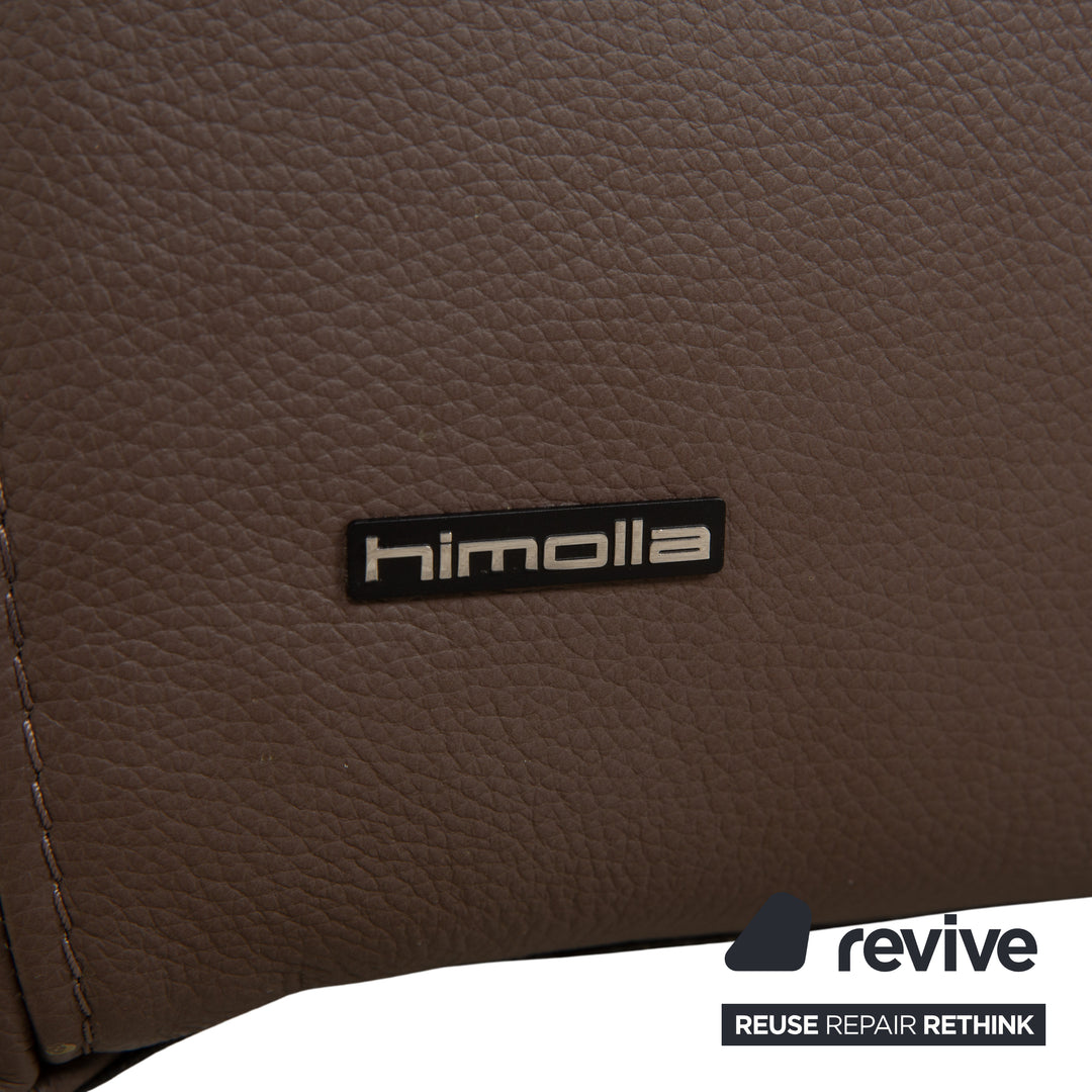 Himolla Leather Three-Seater Brown Taupe Electric Function Sofa Couch