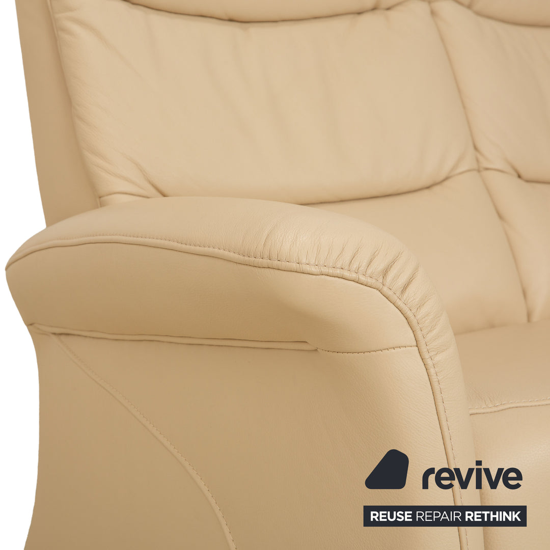 Himolla Leder Dreisitzer Creme Beige Sofa Couch