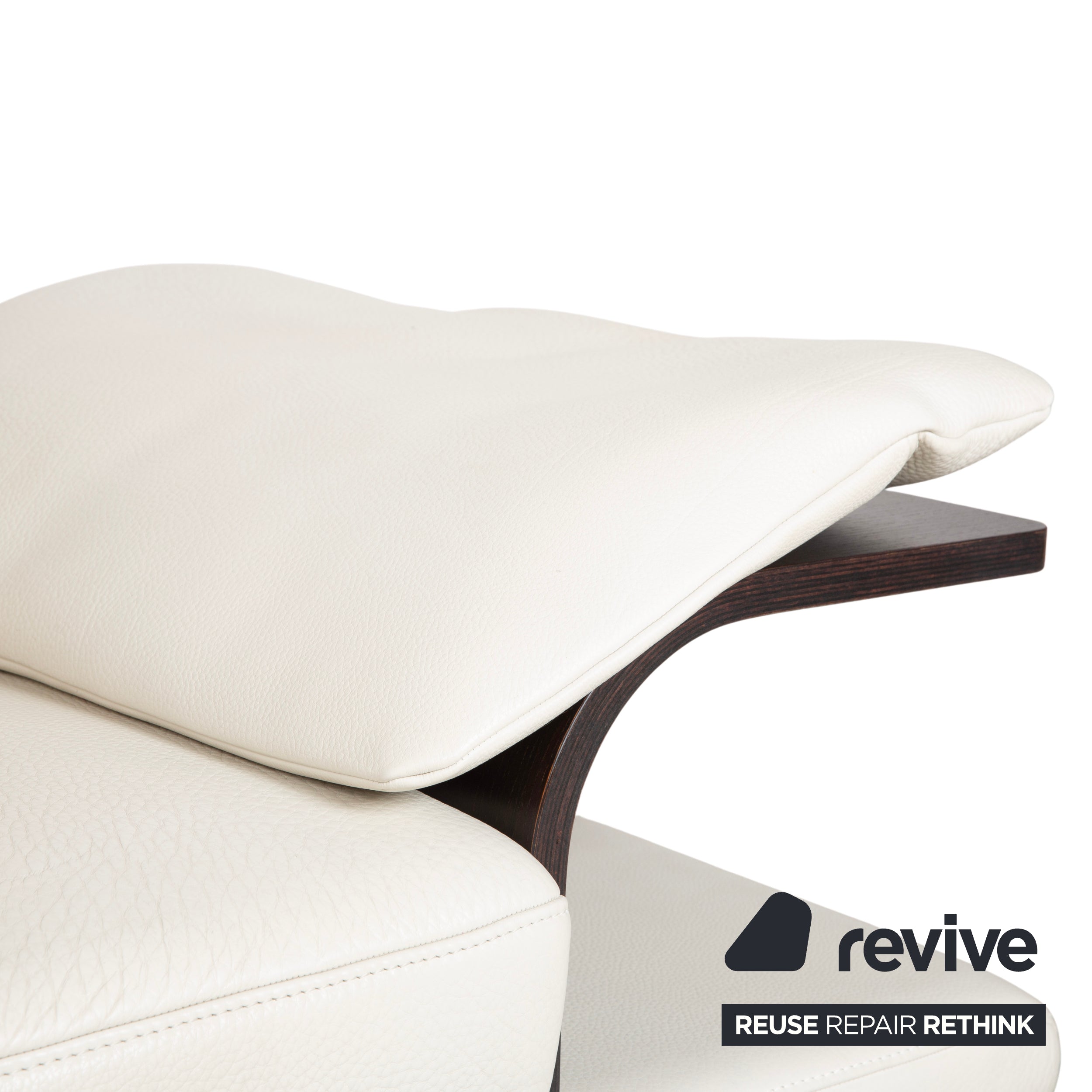 Himolla Leather Three-Seater Cream White Wood Sofa Couch