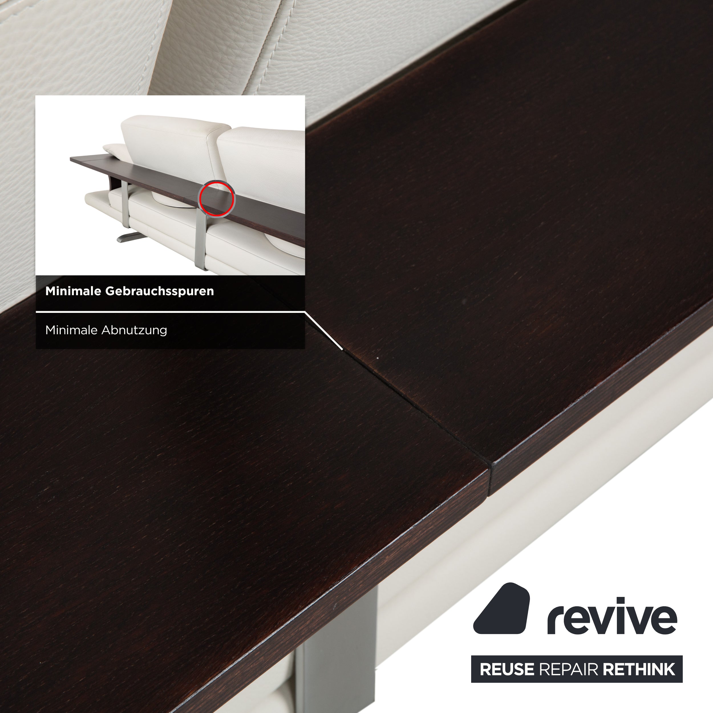 Himolla Leder Dreisitzer Creme Weiß Holz Sofa Couch