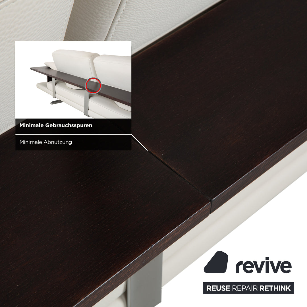 Canapé trois places Himolla en cuir blanc crème et bois