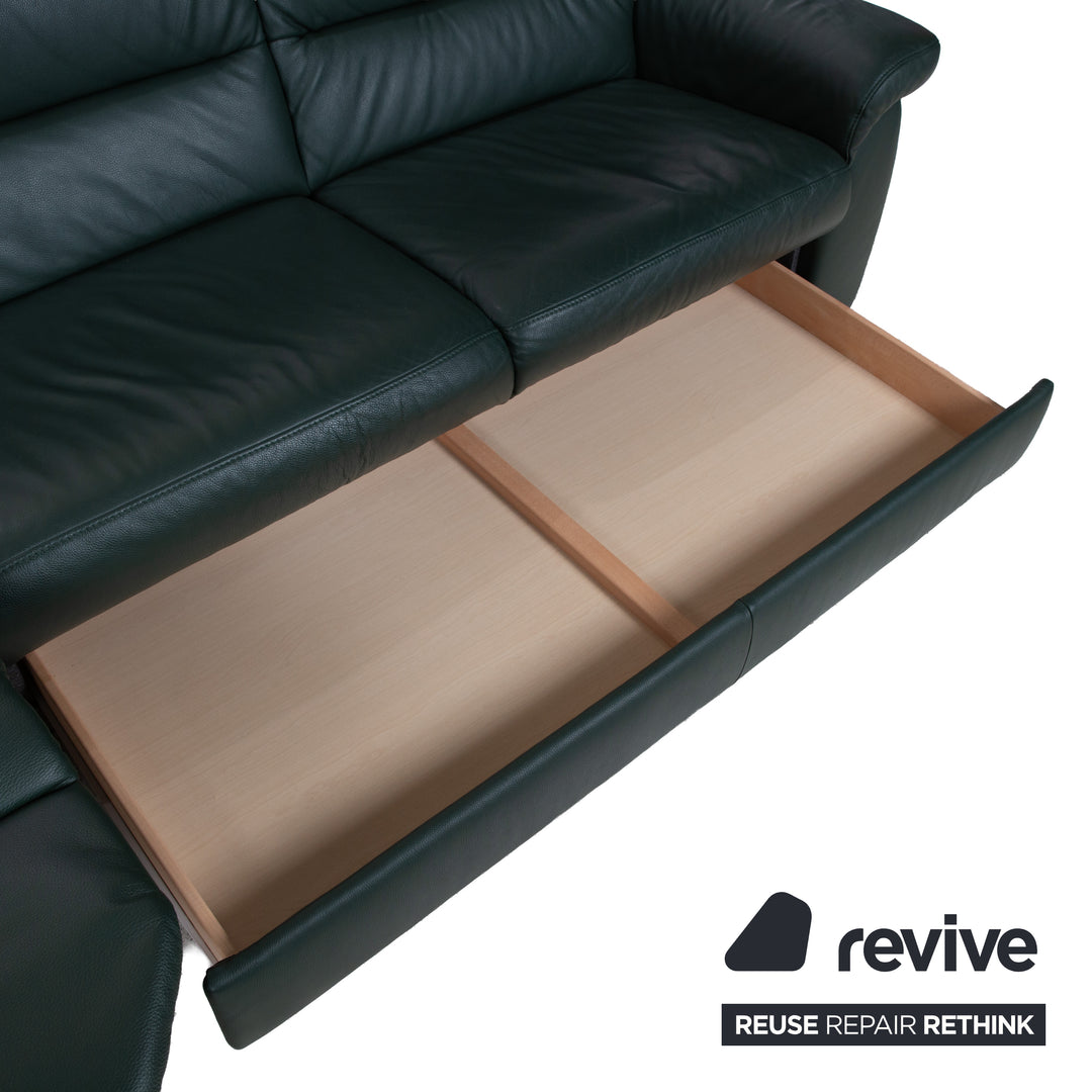 Himolla Leder Dreisitzer Grün Sofa Couch