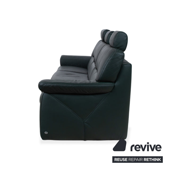 Himolla Leder Dreisitzer Grün Sofa Couch
