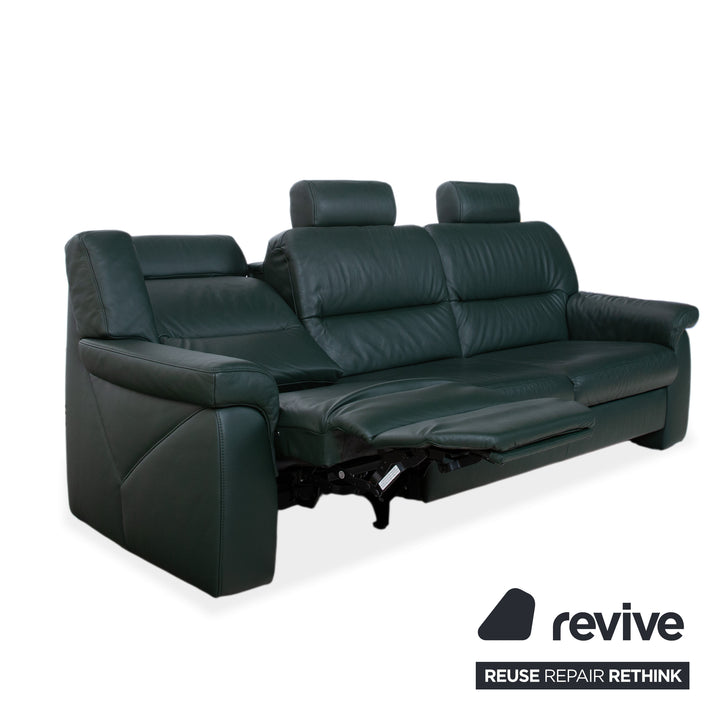 Himolla Leder Dreisitzer Grün Sofa Couch