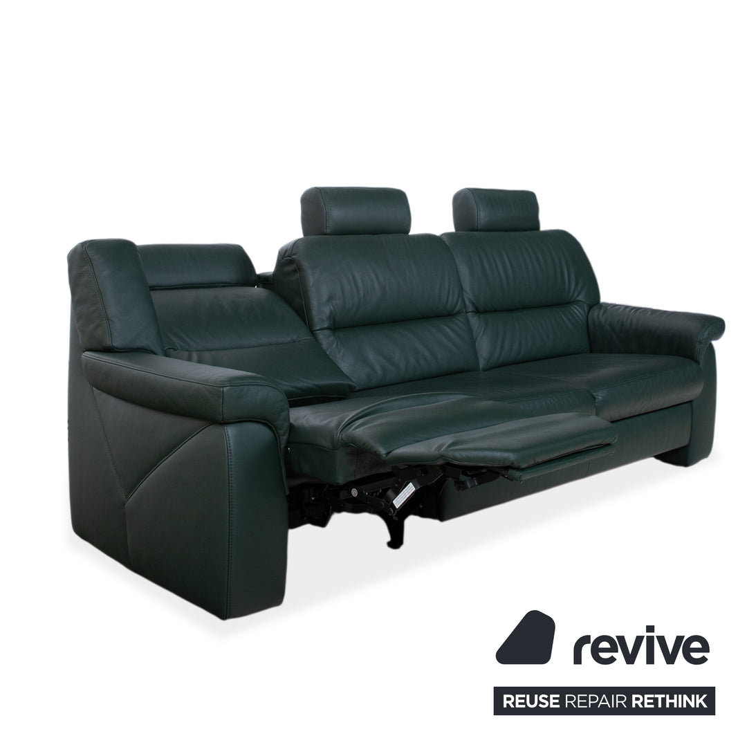 Himolla Leder Dreisitzer Grün Sofa Couch