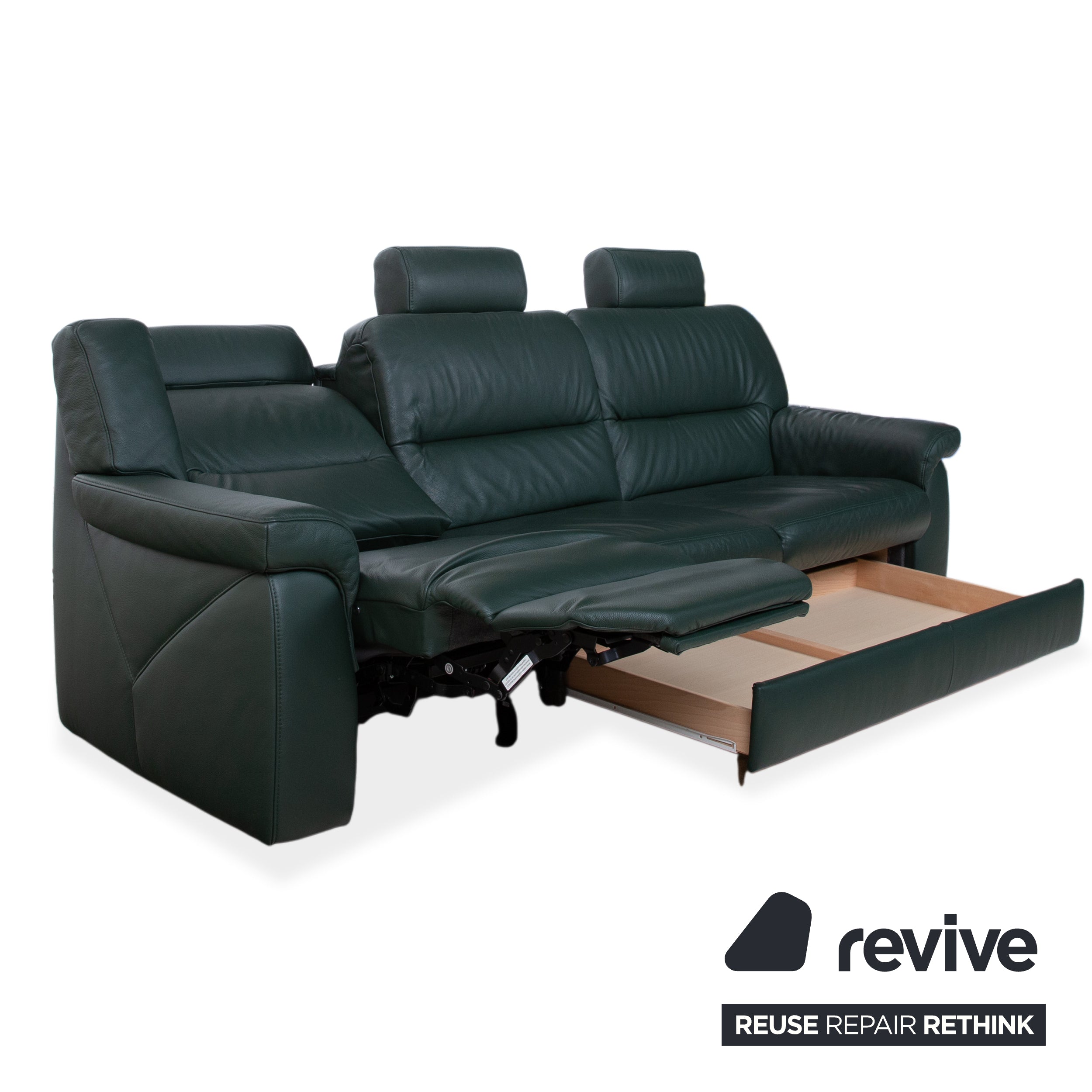 Himolla lædersofa trepersoners grøn sofa