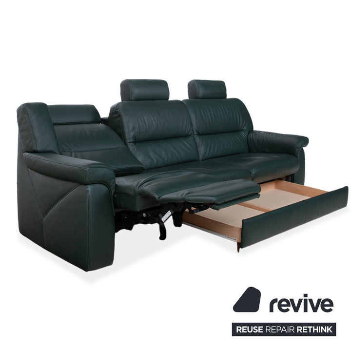 Himolla Leder Dreisitzer Grün Sofa Couch