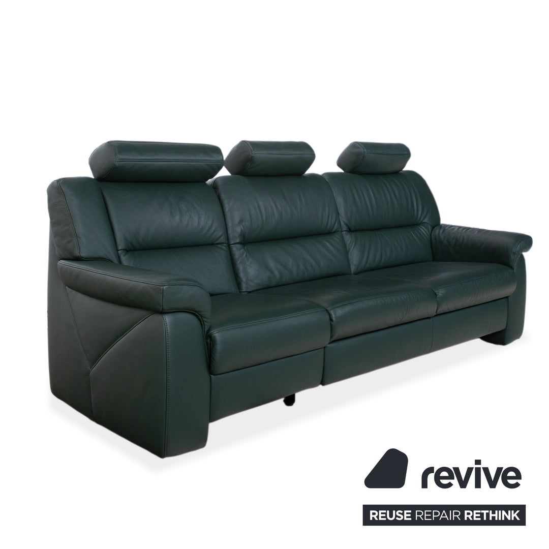 Himolla Leder Dreisitzer Grün Sofa Couch