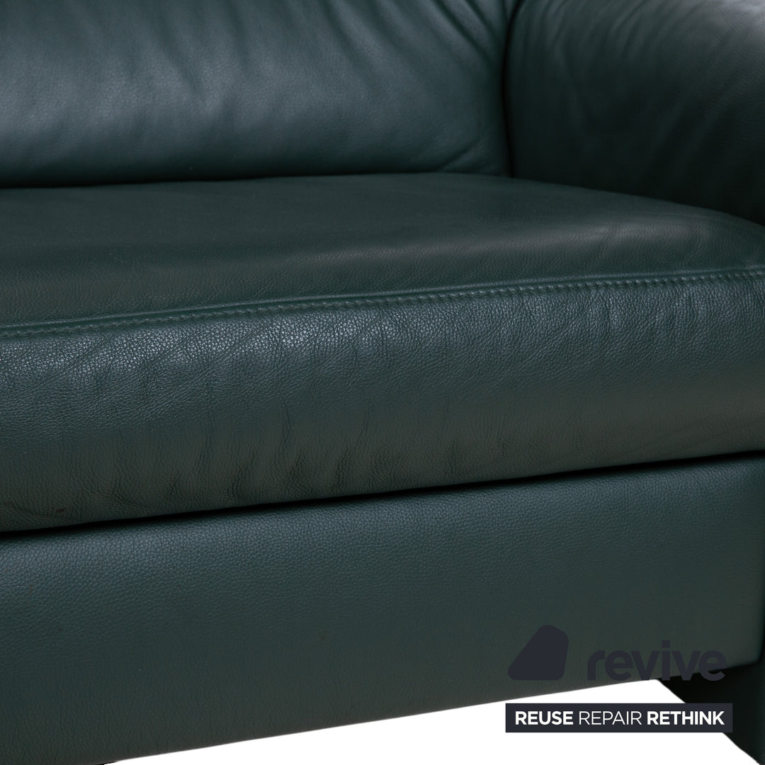 Himolla Leder Dreisitzer Grün Sofa Couch