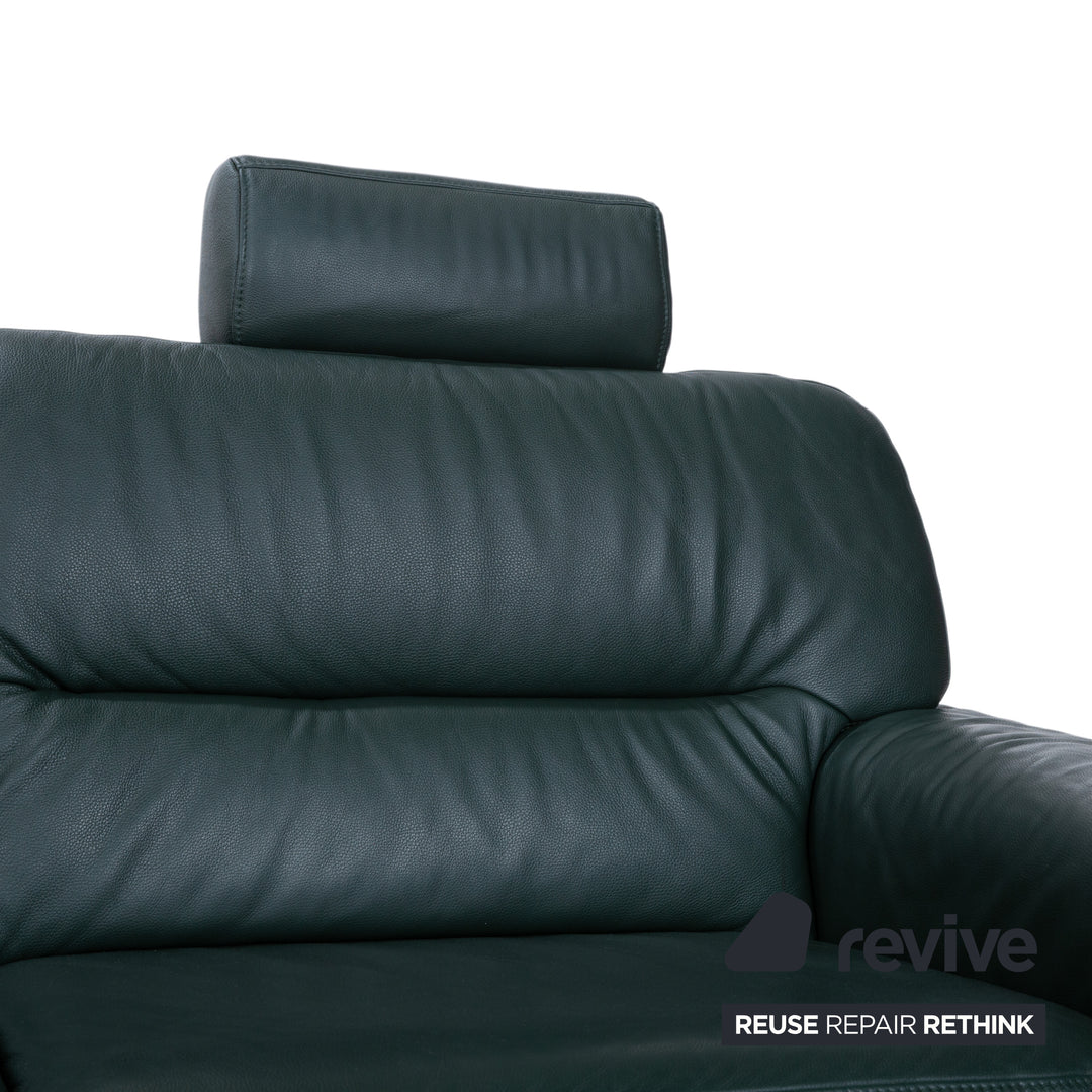 Himolla Leder Dreisitzer Grün Sofa Couch