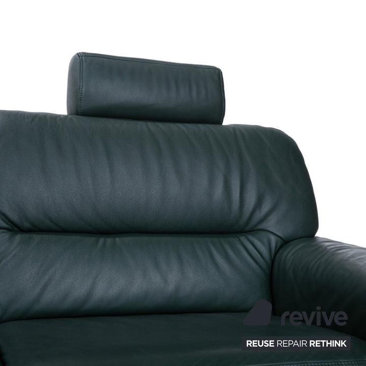 Himolla Leder Dreisitzer Grün Sofa Couch