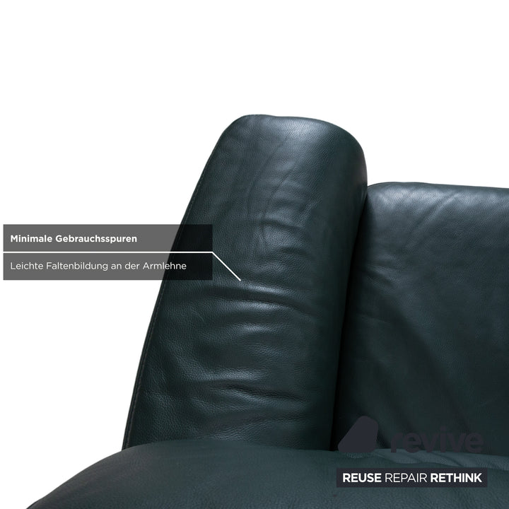 Himolla Leder Dreisitzer Grün Sofa Couch