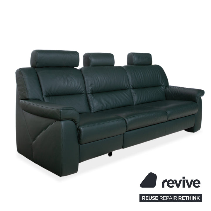 Himolla Leder Dreisitzer Grün Sofa Couch