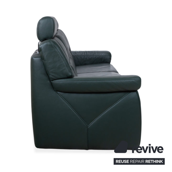 Himolla Leder Dreisitzer Grün Sofa Couch