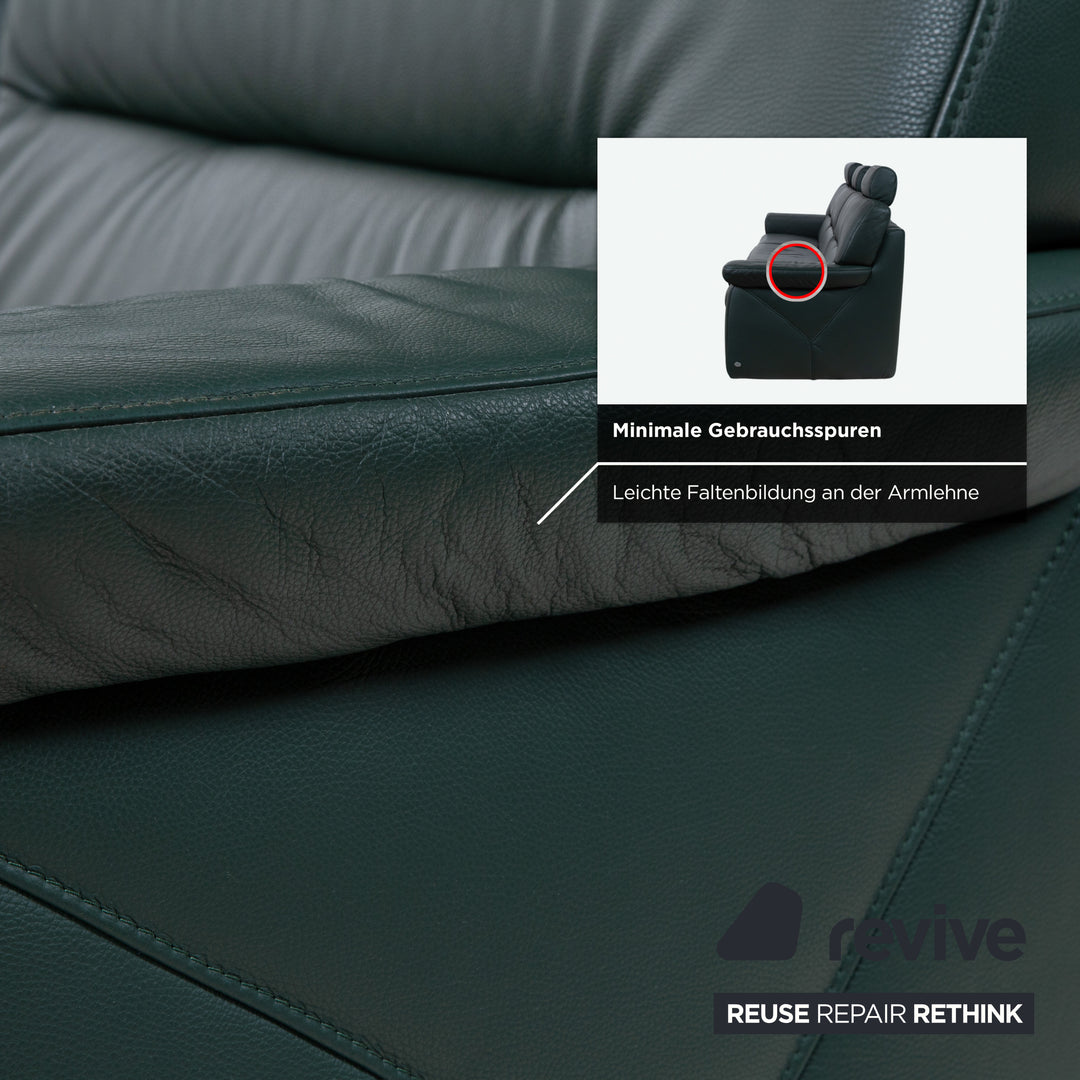 Himolla Leder Dreisitzer Grün Sofa Couch